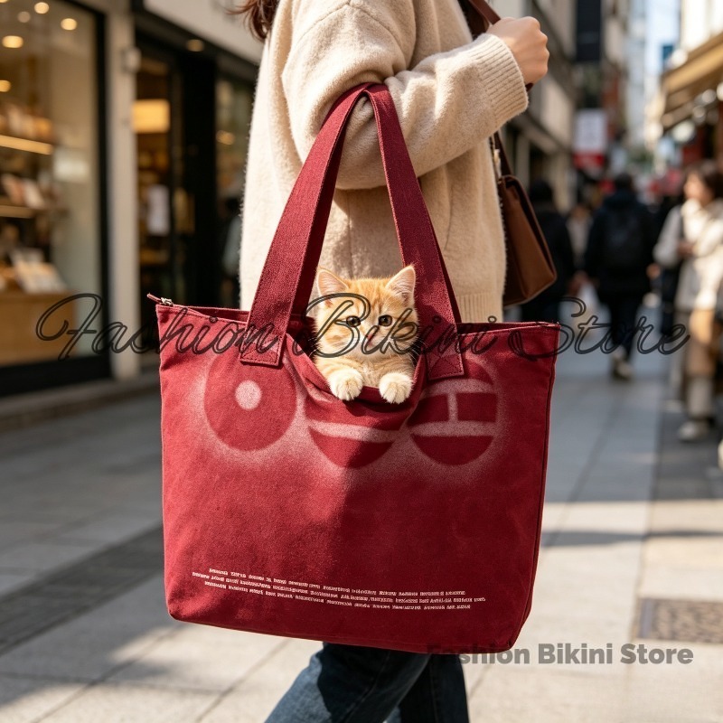 Korean Daily Lifestyle - Neue rote koreanische Canvas-Umhängetasche im Dual-Use-Stil