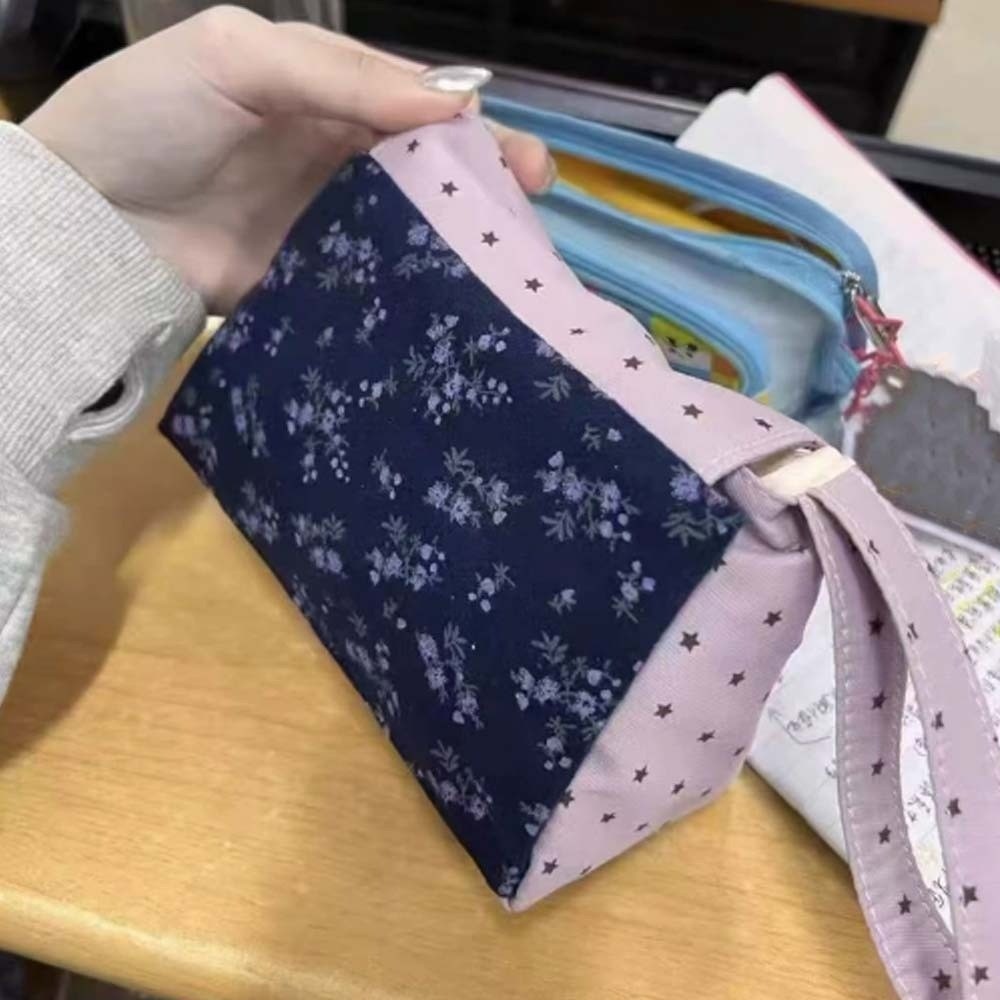 Korean Lifestyle & Kids Boutique Photos - Lila bedruckte Make-up-Tasche mit Blumenmuster, Stern-