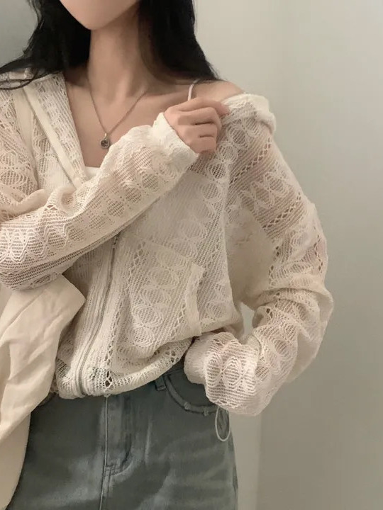 Korean Daily Lifestyle - Koreanischer Stil Kapuzen-Freizeitjacke mit Reißverschluss Damenmode