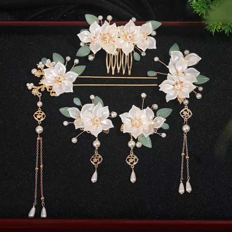Hanbok Hair Pin - Tea Flower Hanfu Haarschmuck-Set im antiken